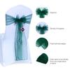 VDS Pack of 125 Organza Chair Sashes for Weddings & Events Dcor | Sheer Shiny Dining Chair Bows for Banquet, Party, Reception | Reusable Decorative Sash for Folding & Chiavari Chairs - Hunter Green view 2