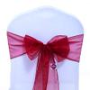 VDS Pack of 200 | Maroon | Organza Chair Sashes Crystal Sheer Tulle Dining Chair Bows Tie Ribbon for Wedding Birthday Graduation Engagement Ceremony Event Party Banquet Venue Hotel Decoration view 1
