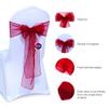 VDS Pack of 200 | Maroon | Organza Chair Sashes Crystal Sheer Tulle Dining Chair Bows Tie Ribbon for Wedding Birthday Graduation Engagement Ceremony Event Party Banquet Venue Hotel Decoration view 2