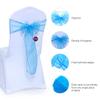 VDS Pack of 150 Organza Chair Sashes for Weddings & Events Dcor | Sheer Shiny Dining Chair Bows for Banquet, Party, Reception | Reusable Decorative Sash for Folding & Chiavari Chairs - Blue view 2