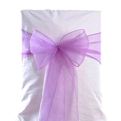 VDS Pack of 200 | Light Purple | Organza Chair Sashes Crystal Sheer Tulle Dining Chair Bows Tie Ribbon for Wedding Birthday Graduation Engagement Ceremony Event Party Banquet Venue Hotel Decoration