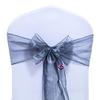 VDS Pack of 200 Organza Chair Sashes for Weddings & Events Dcor | Sheer Shiny Dining Chair Bows for Banquet, Party, Reception | Reusable Decorative Sash for Folding & Chiavari Chairs - Silver Grey view 1