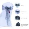 VDS Pack of 200 Organza Chair Sashes for Weddings & Events Dcor | Sheer Shiny Dining Chair Bows for Banquet, Party, Reception | Reusable Decorative Sash for Folding & Chiavari Chairs - Silver Grey view 2