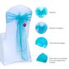 VDS Pack of 200 Organza Chair Sashes for Weddings & Events Dcor | Sheer Shiny Dining Chair Bows for Banquet, Party, Reception | Reusable Decorative Sash for Folding & Chiavari Chairs - Light Teal view 2