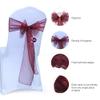 VDS Pack of 200 Organza Chair Sashes for Weddings & Events Dcor | Sheer Shiny Dining Chair Bows for Banquet, Party, Reception | Reusable Decorative Sash for Folding & Chiavari Chairs - Burgundy view 2