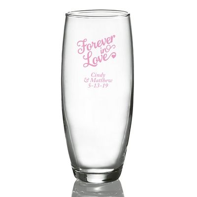 Personalized Color Printed Stemless Champagne Glass - Forever In Love - Pink - 24 pack
