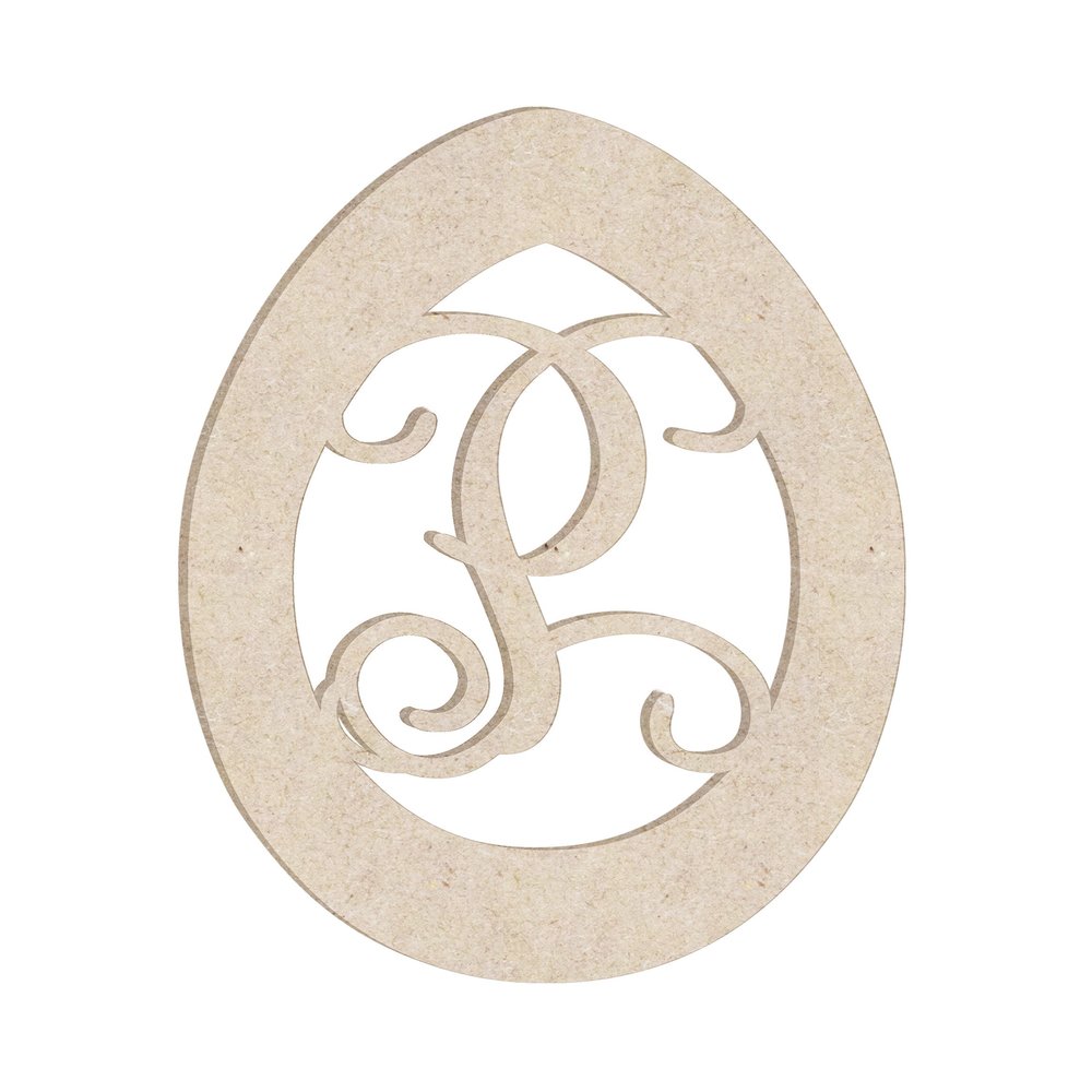24" Easter Egg Monogram Letter Unfinished Wood Initial P (Sizes 12"-30")