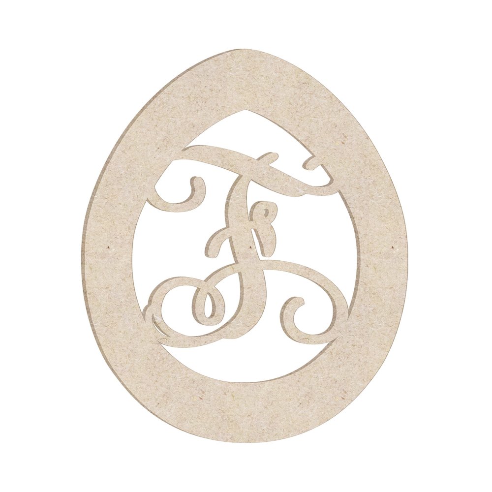 24" Easter Egg Monogram Letter Unfinished Wood Initial F (Sizes 12"-30")