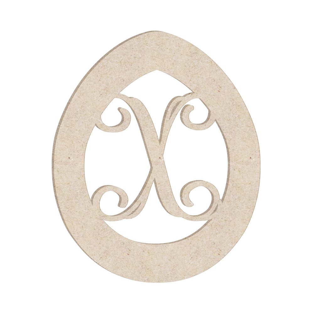 24" Easter Egg Monogram Letter Unfinished Wood Initial X (Sizes 12"-30")