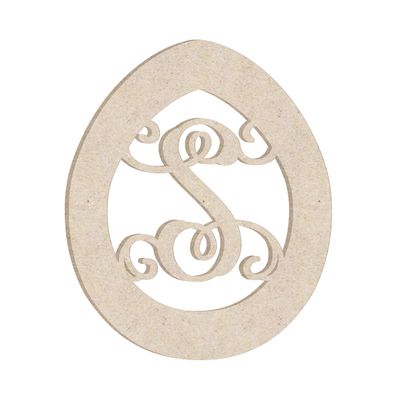 24" Easter Egg Monogram Letter Unfinished Wood Initial S (Sizes 12"-30")