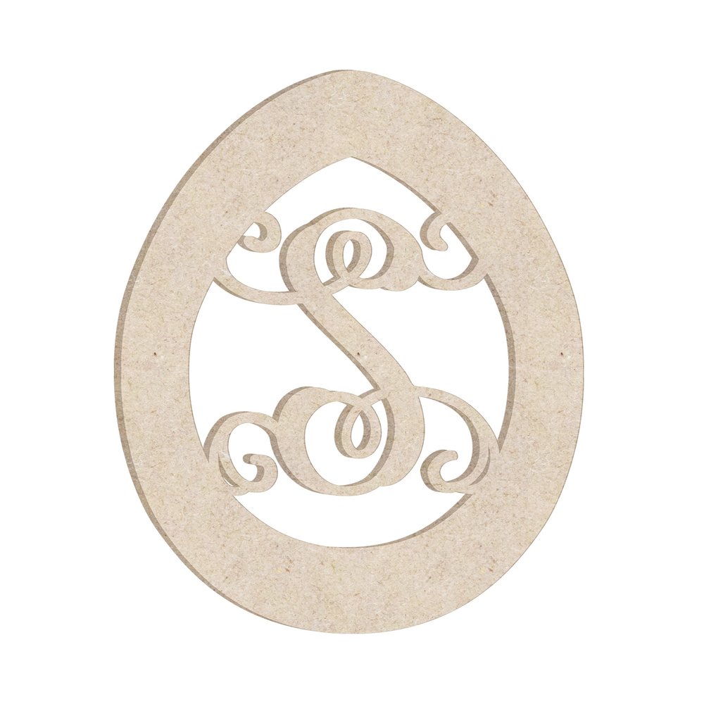 24" Easter Egg Monogram Letter Unfinished Wood Initial S (Sizes 12"-30")