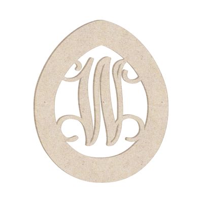 16" Easter Egg Monogram Letter Unfinished Wood Initial W (Sizes 12"-30")