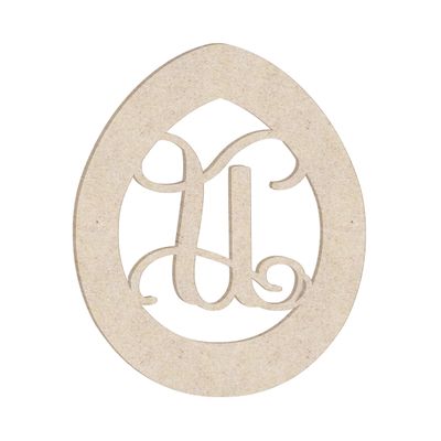 24" Easter Egg Monogram Letter Unfinished Wood Initial U (Sizes 12"-30")