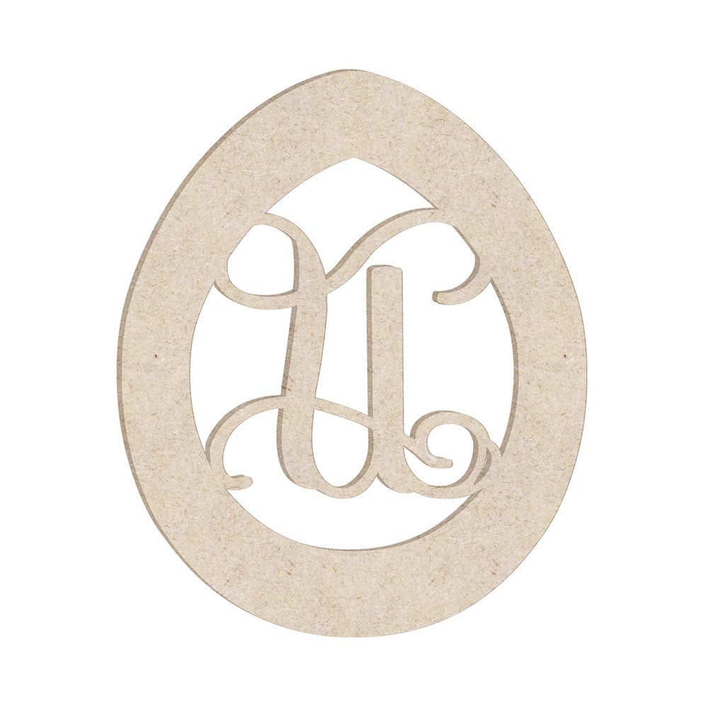 24" Easter Egg Monogram Letter Unfinished Wood Initial U (Sizes 12"-30")
