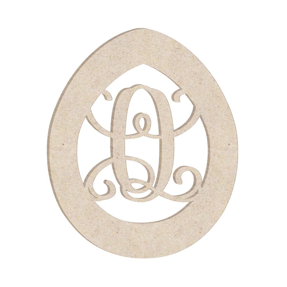 24" Easter Egg Monogram Letter Unfinished Wood Initial Q (Sizes 12"-30")