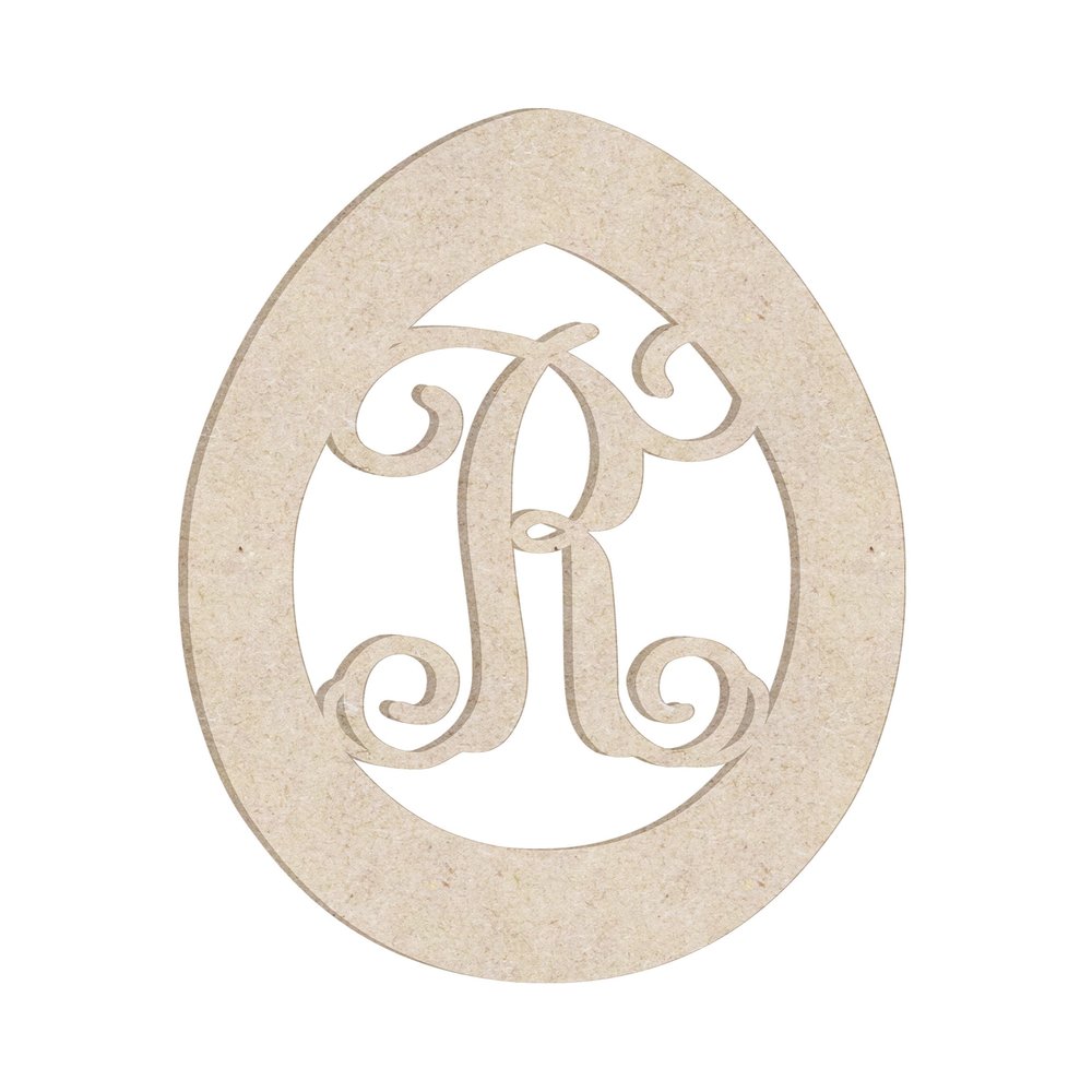 24" Easter Egg Monogram Letter Unfinished Wood Initial R (Sizes 12"-30")