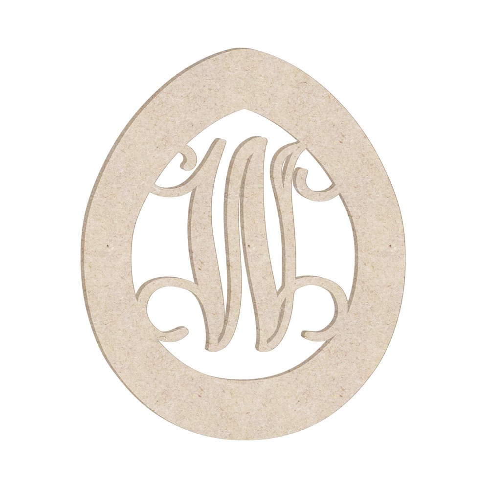 12" Easter Egg Monogram Letter Unfinished Wood Initial W (Sizes 12"-30")