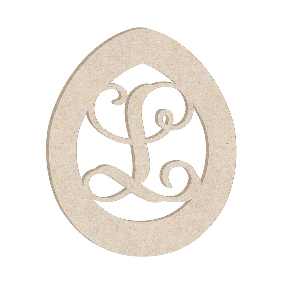 24" Easter Egg Monogram Letter Unfinished Wood Initial L (Sizes 12"-30")