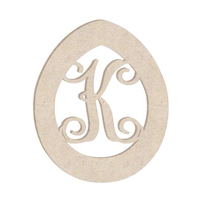 24" Easter Egg Monogram Letter Unfinished Wood Initial K (Sizes 12"-30")