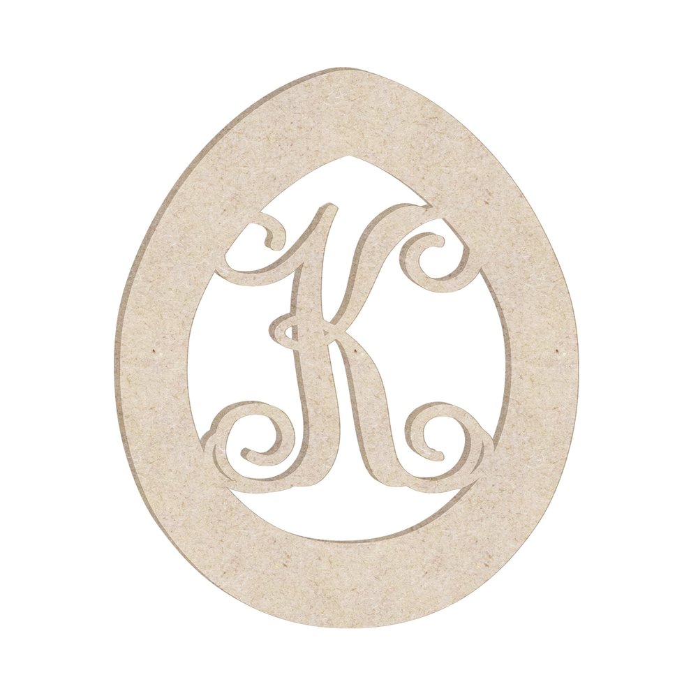 24" Easter Egg Monogram Letter Unfinished Wood Initial K (Sizes 12"-30")