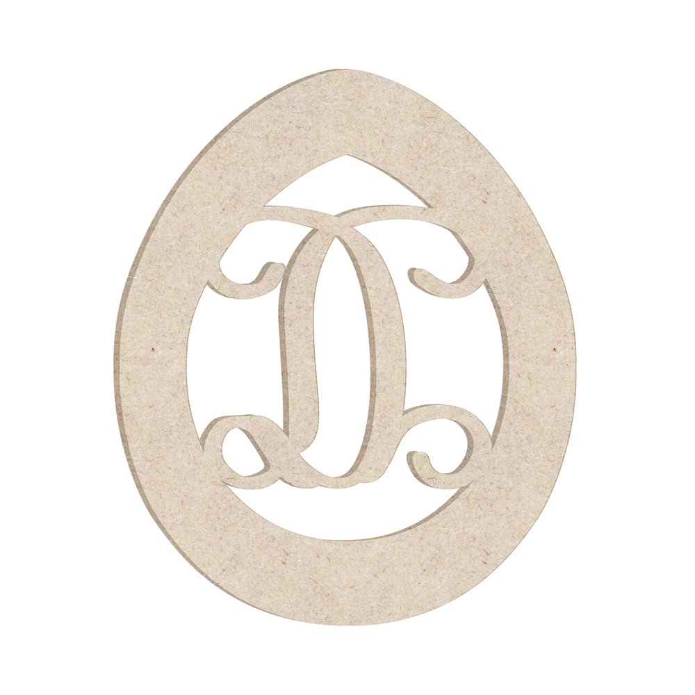 24" Easter Egg Monogram Letter Unfinished Wood Initial D (Sizes 12"-30")