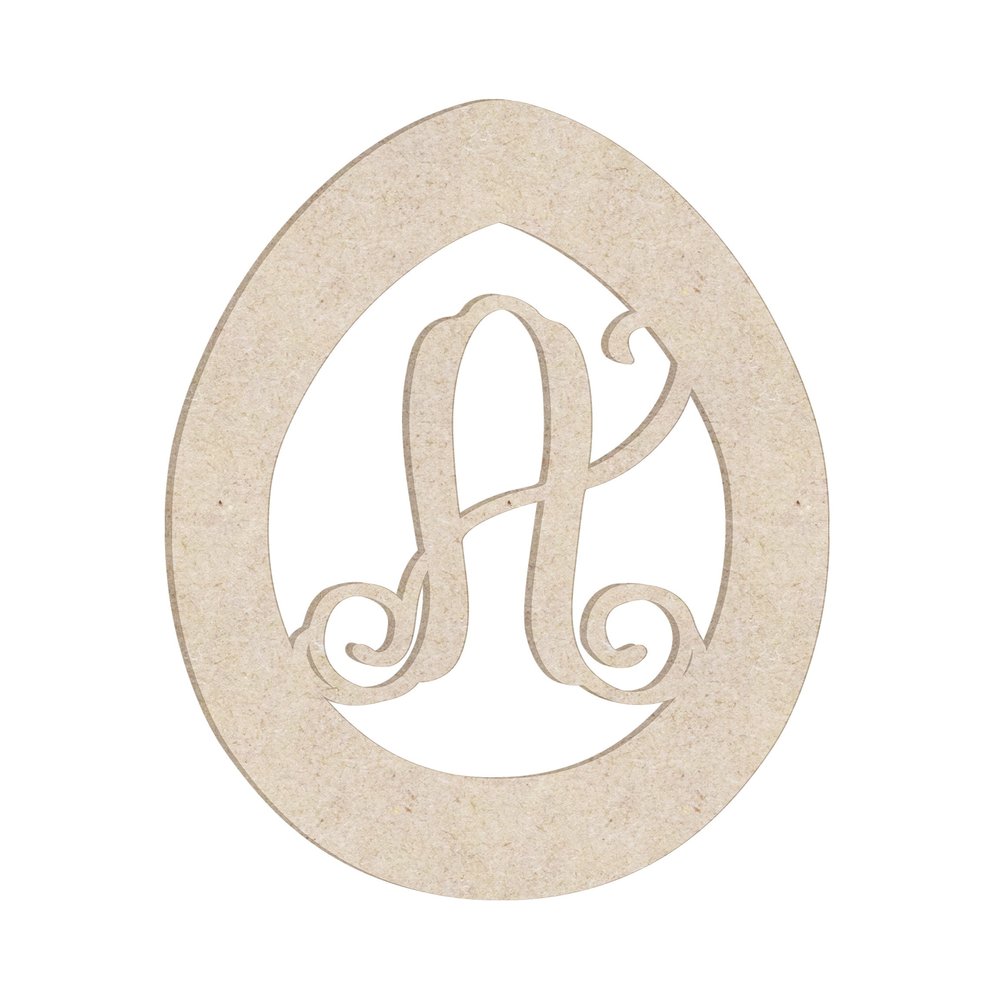 24" Easter Egg Monogram Letter Unfinished Wood Initial A (Sizes 12"-30")