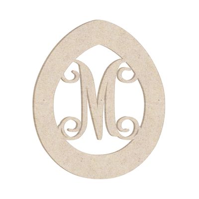 20" Easter Egg Monogram Letter Unfinished Wood Initial M (Sizes 12"-30")