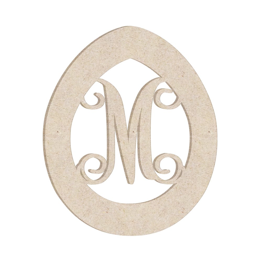 20" Easter Egg Monogram Letter Unfinished Wood Initial M (Sizes 12"-30")