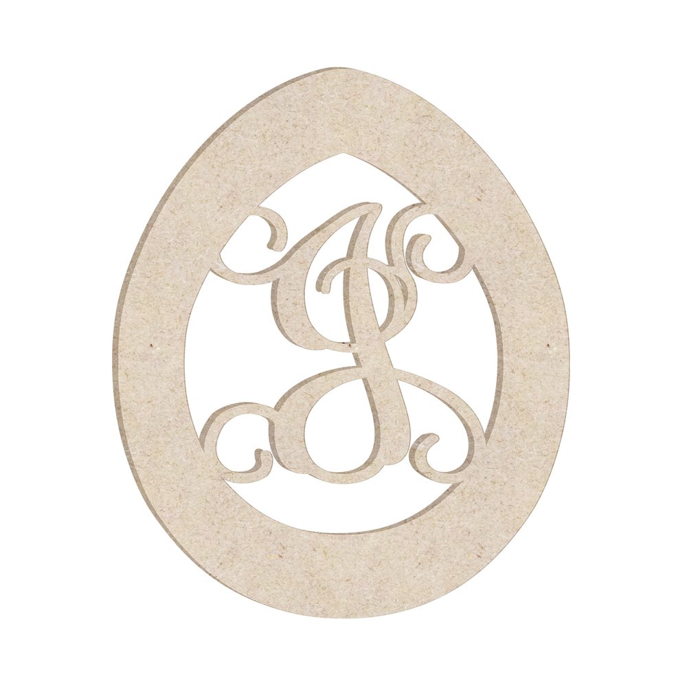 24" Easter Egg Monogram Letter Unfinished Wood Initial J (Sizes 12"-30")