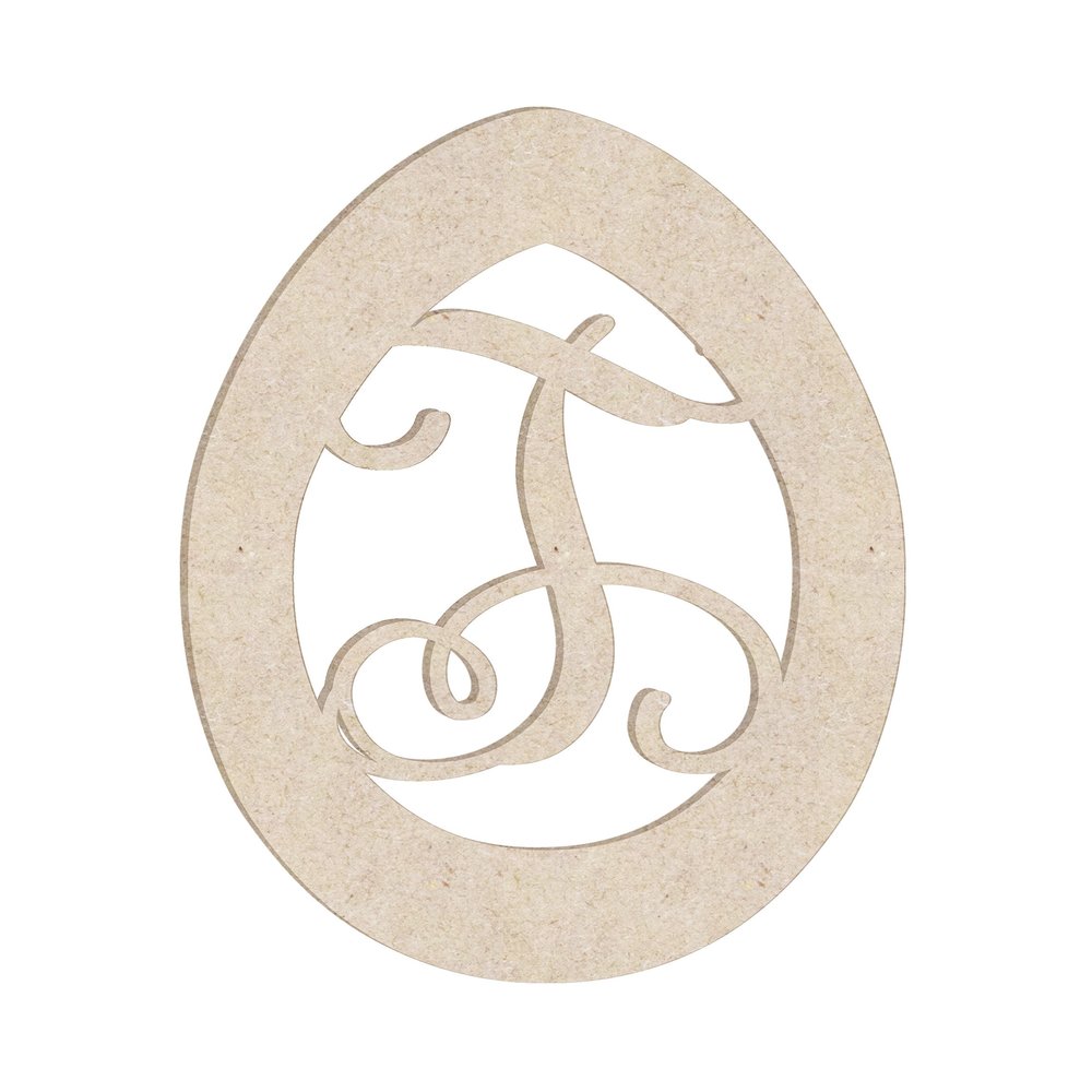 24" Easter Egg Monogram Letter Unfinished Wood Initial T (Sizes 12"-30")