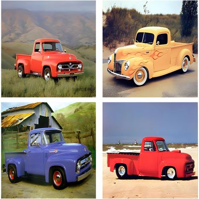 Vintage Truck Wall Decor Ford F-100 Pickup 16x20 Four Set Art Print Posters