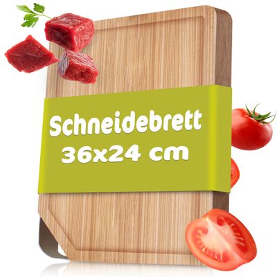 Rosle 15032 Cutting Board with Stainless Steel Handle, Wood, Natural, 36 x 24 x 2.5 cm