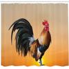 Ambesonne Rooster Shower Curtain, Animal Cockerel on Sunrise Farmhouse Harvest Season Rural Pastoral Nature Scenery, Cloth Fabric Bathroom Decor Set with Hooks, 69" W x 75" L, Tan Orange view 2