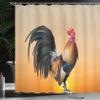 Ambesonne Rooster Shower Curtain, Animal Cockerel on Sunrise Farmhouse Harvest Season Rural Pastoral Nature Scenery, Cloth Fabric Bathroom Decor Set with Hooks, 69" W x 75" L, Tan Orange view 3