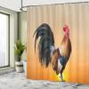 Ambesonne Rooster Shower Curtain, Animal Cockerel on Sunrise Farmhouse Harvest Season Rural Pastoral Nature Scenery, Cloth Fabric Bathroom Decor Set with Hooks, 69" W x 75" L, Tan Orange view 4