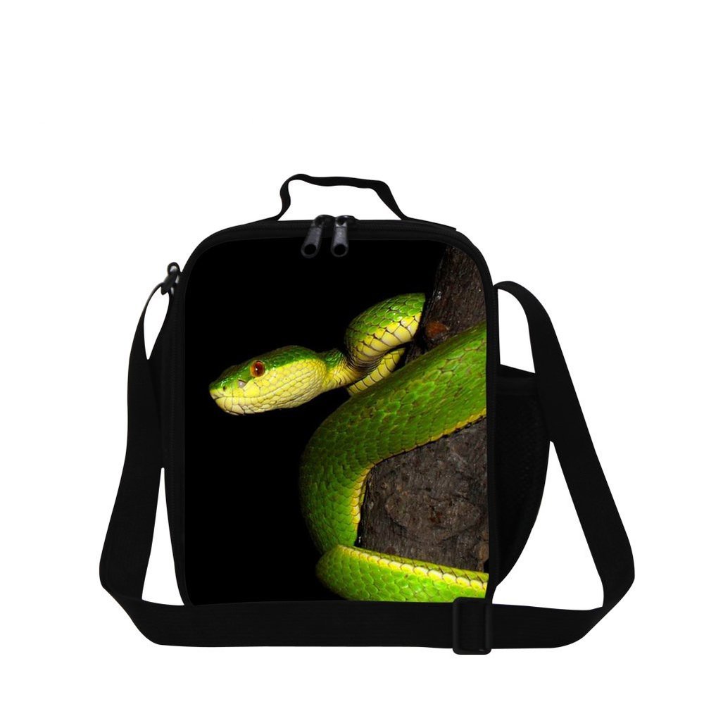 Dispalang Snake Printed Small Lunch Box Bag for Children School Cooler Bags
