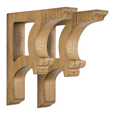 American Art Decor Set of 2 Corbel Shelf Brackets - Small Vintage Decorative Shelving & Storage - Rustic Farmhouse Decor for Living Room, Bedroom, Kitchen, Office & More (Brown, 7.25x1.25 x6.25)
