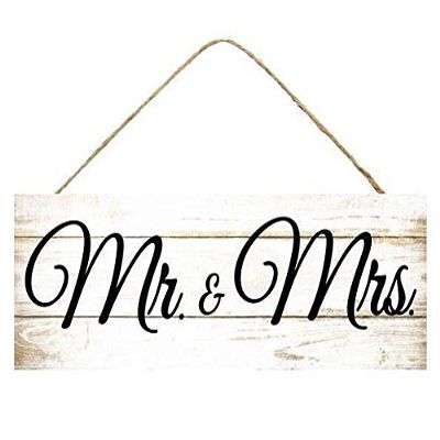 Craig Bachman Mr. & Mrs. Elegant Wooden Wedding Hanging Vintage Sign