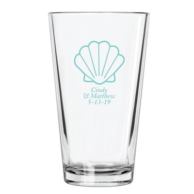 Personalized Color Printed Pint Glass - Seashell - Robins Egg Blue - 144 pack