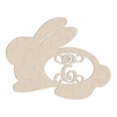12" Sweet Bunny Monogram Letter Unfinished Wood Initial E (Sizes 12"-30")