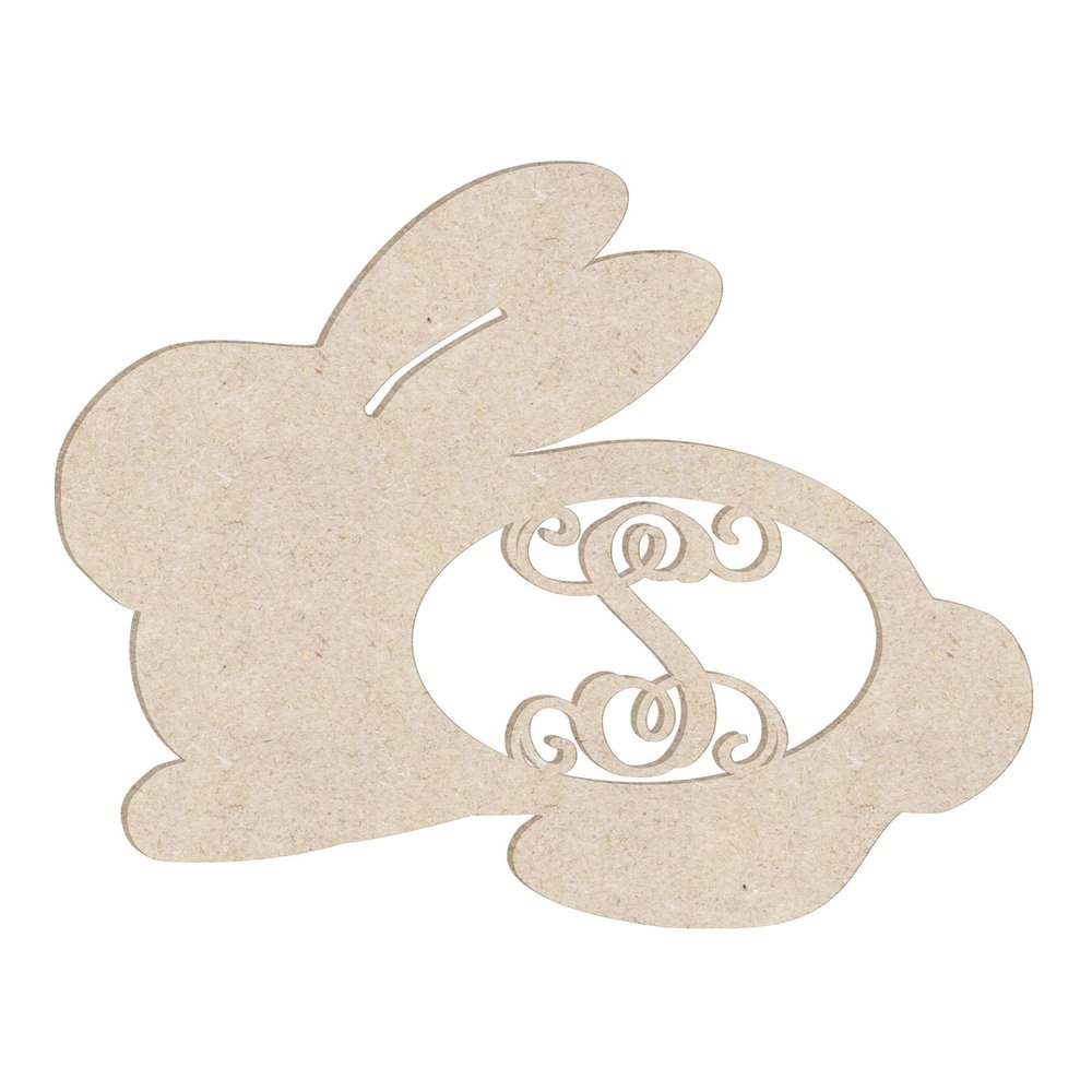 16" Sweet Bunny Monogram Letter Unfinished Wood Initial S (Sizes 12"-30")
