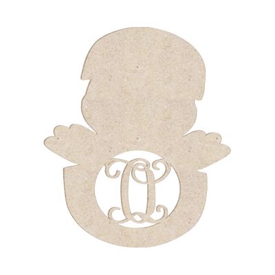 16" Chick in Egg Monogram Letter Unfinished Wood Initial O (Sizes 12"-30")