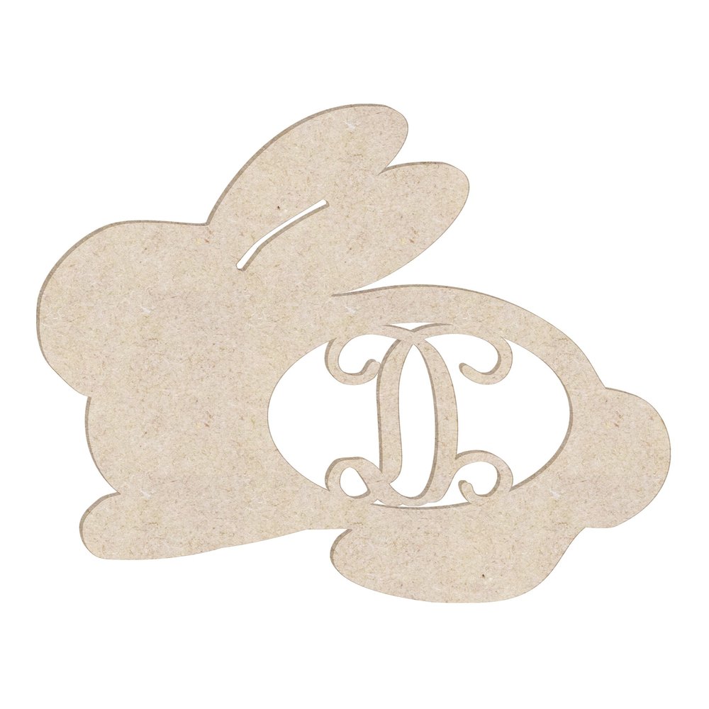 16" Sweet Bunny Monogram Letter Unfinished Wood Initial D (Sizes 12"-30")
