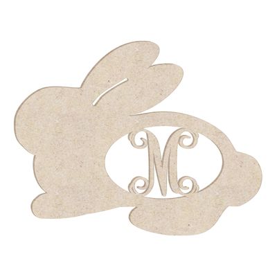 16" Sweet Bunny Monogram Letter Unfinished Wood Initial M (Sizes 12"-30")