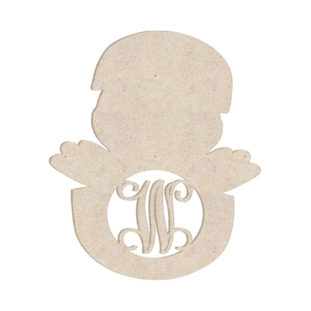 12" Chick in Egg Monogram Letter Unfinished Wood Initial W (Sizes 12"-30")