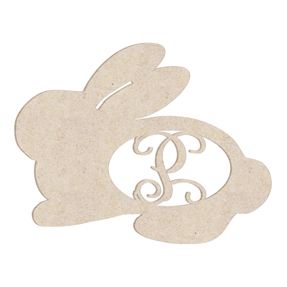 16" Sweet Bunny Monogram Letter Unfinished Wood Initial P (Sizes 12"-30")