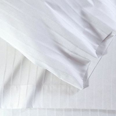 800 Thread Count Egyptian Quality Cotton Solid 1 PC Fitted Sheet (Bottom Sheet Only) Fit Upto 15" inches Deep Pocket (Full XL, White Damask Stripe)