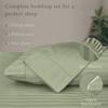 Threadmill 500 Thread Count Full-Size Damask Stripe, 4 Pc Luxury Cotton Bedding Set, Breathable Sage Green Sheets with 16" Elasticized Deep Pocket, 2 Pillowcases & Free Tote Bag view 3