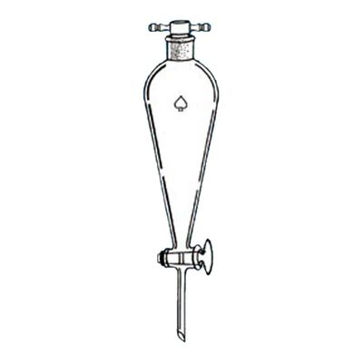 ACE Glass 7226-20 Separator Funnel, Squibb, Pear Shaped, Glass Stopcock, PTFE Stopper, 4000 mL Capacity