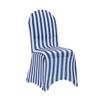 YOUR CHAIR COVERS - 6 Pack Stretch Spandex Chair Covers Striped - Royal Blue and White, Wedding Slip, Premium Quality view 1